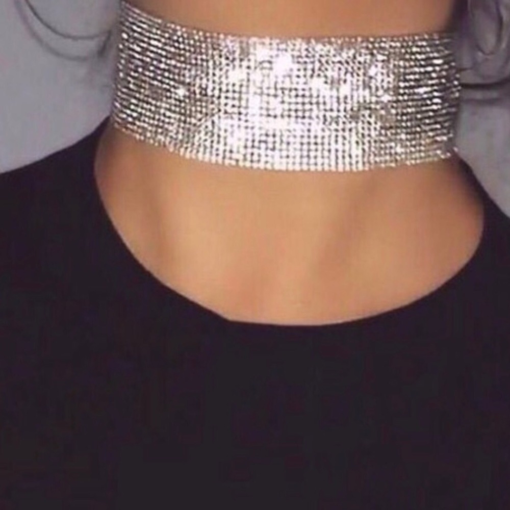 💫Silver link Choker celebrity fashion Necklace 💫 - Picture 1 of 3